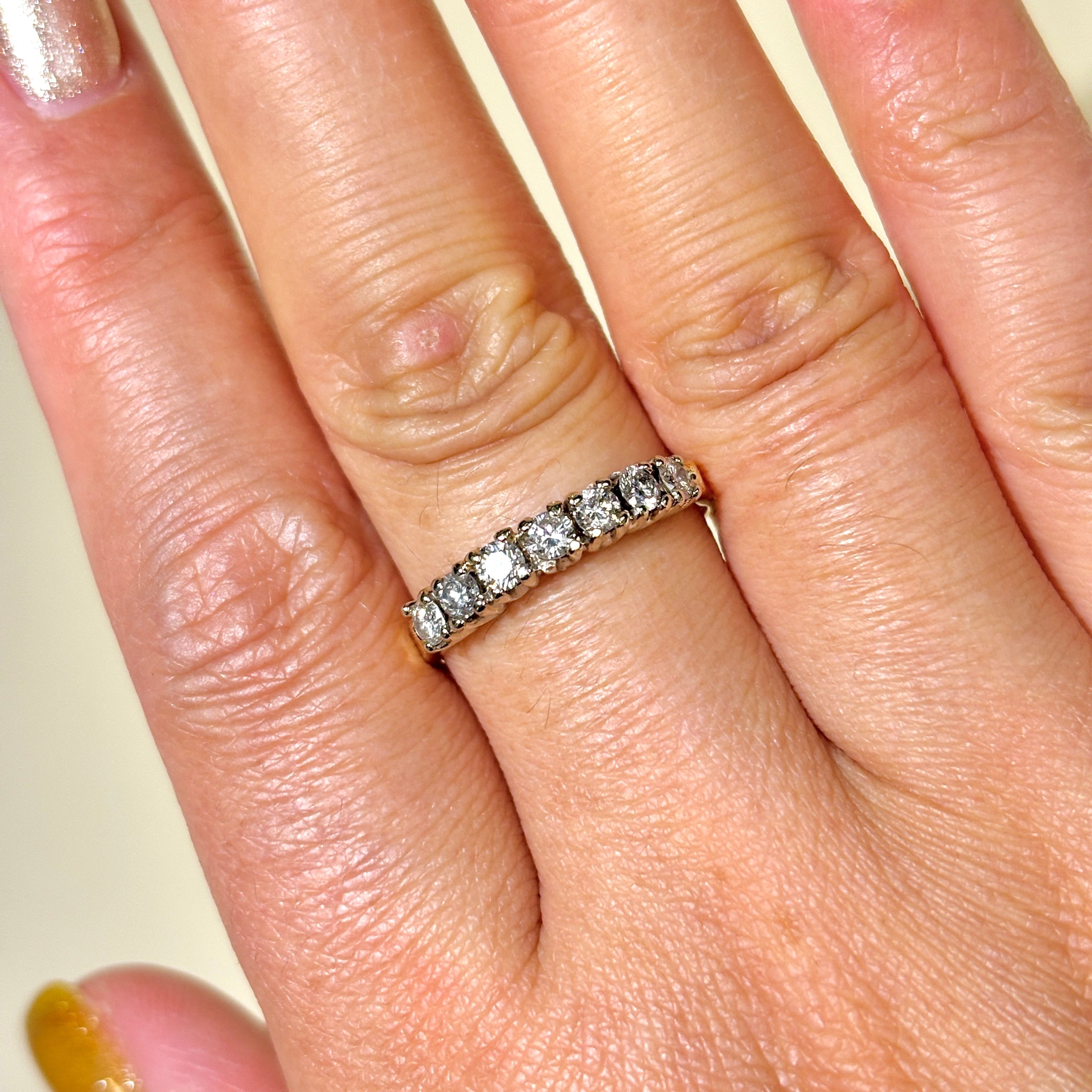 14K Yellow Gold Single Row Diamond Ring - 0.42 Carat Total Weight (CTW) | Size 8.5 | Elegant Wedding Band, Anniversary Gift for Her, Promise Ring for Women