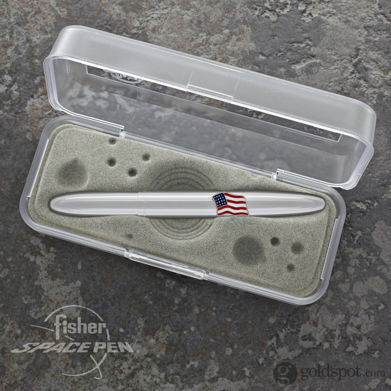 Fisher Space Pen Bullet Ballpoint Pen - Chrome Finish with American Flag Emblem - Compact & Refillable for Everyday Carry, Travel, and Outdoor Adventures