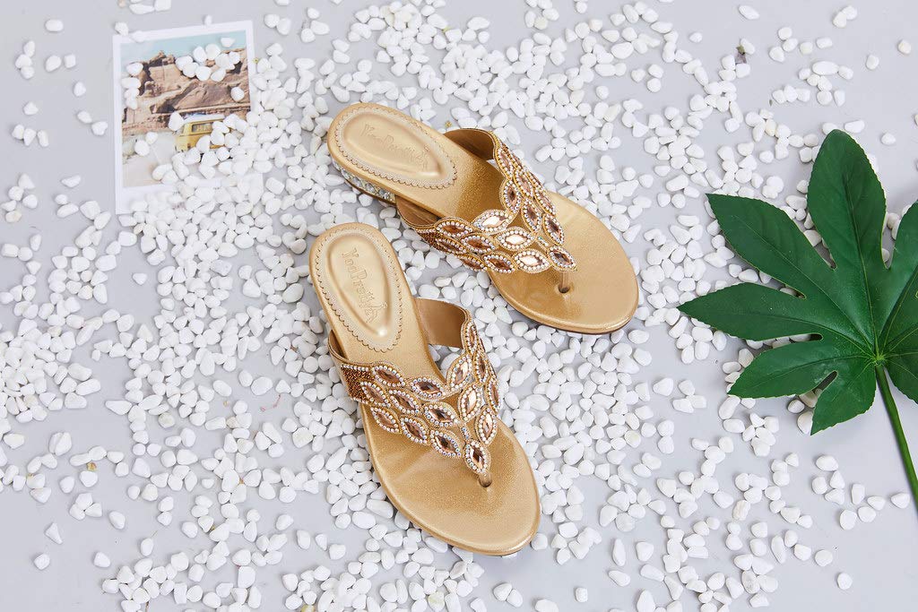 LizFoYa Women's Rhinestone Thong Strap Sandals - Sexy Flip Flops for Beach, Party & Summer Outfits | Comfortable Wedding Bridal Shower Vacation Poolside Wear