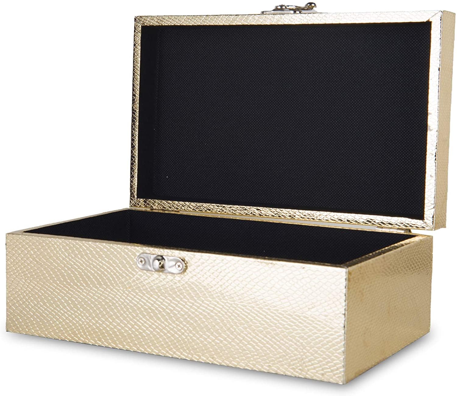 Set of 2 Decorative Wooden Keepsake Boxes - Small Jewelry Organizer with Gold Leather & Clasp Closure - Perfect for Jewelry Storage, Gift Giving & Home Decor