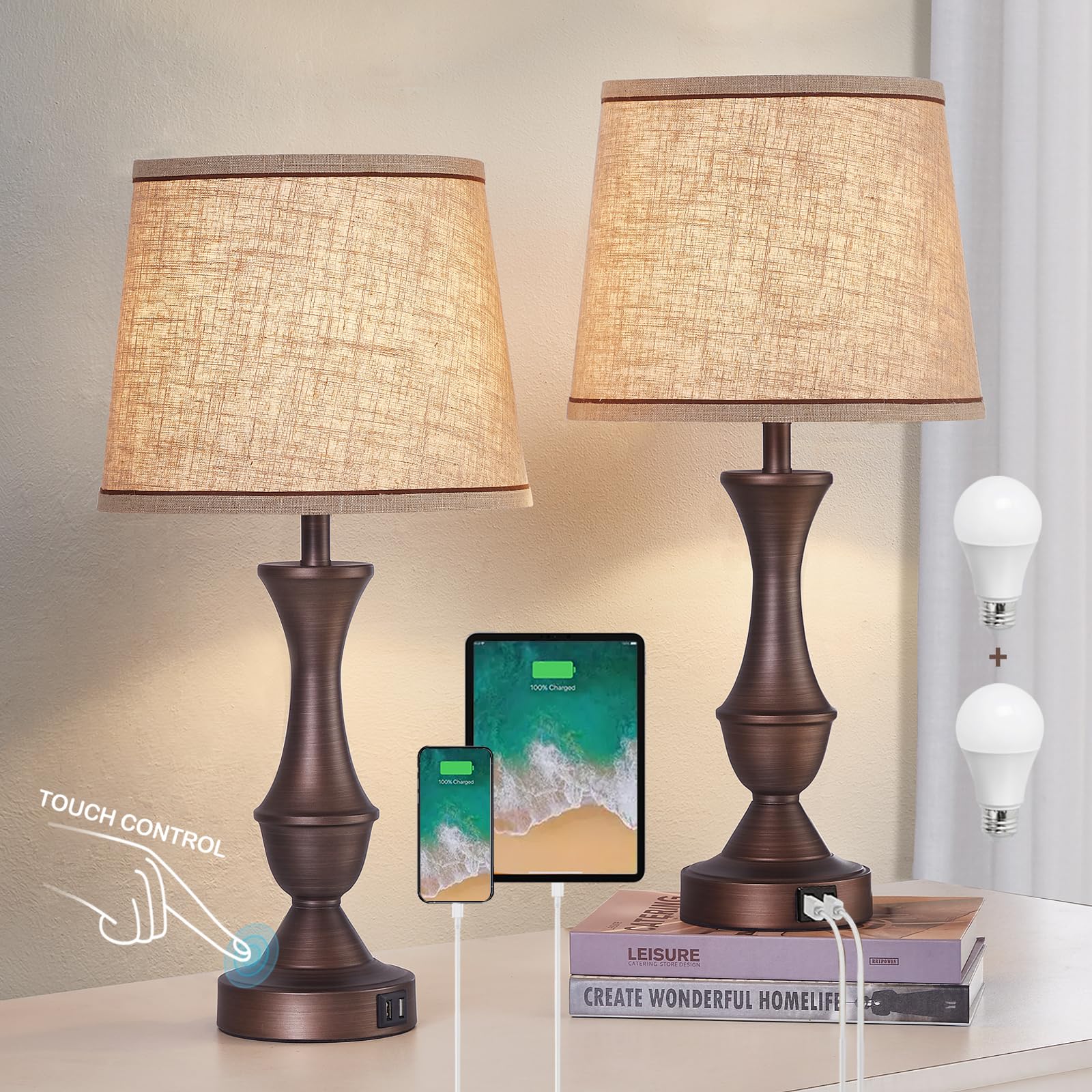 2-Pack Touch Control Table Lamps - 22