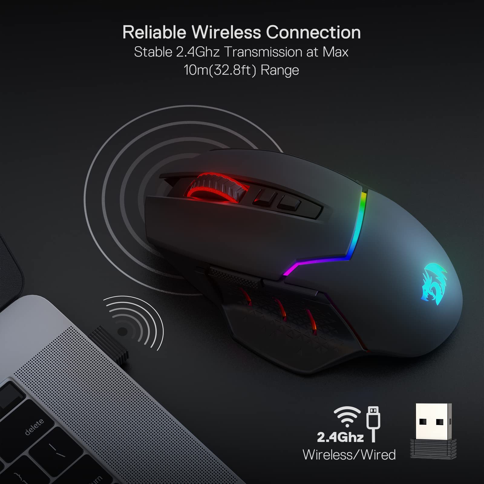 Redragon K580 VATA RGB LED Backlit Mechanical Gaming Keyboard & M690 PRO Wireless Gaming Mouse Combo - Perfect for PC, Mac, PS4, PS5 Gaming & Office Work