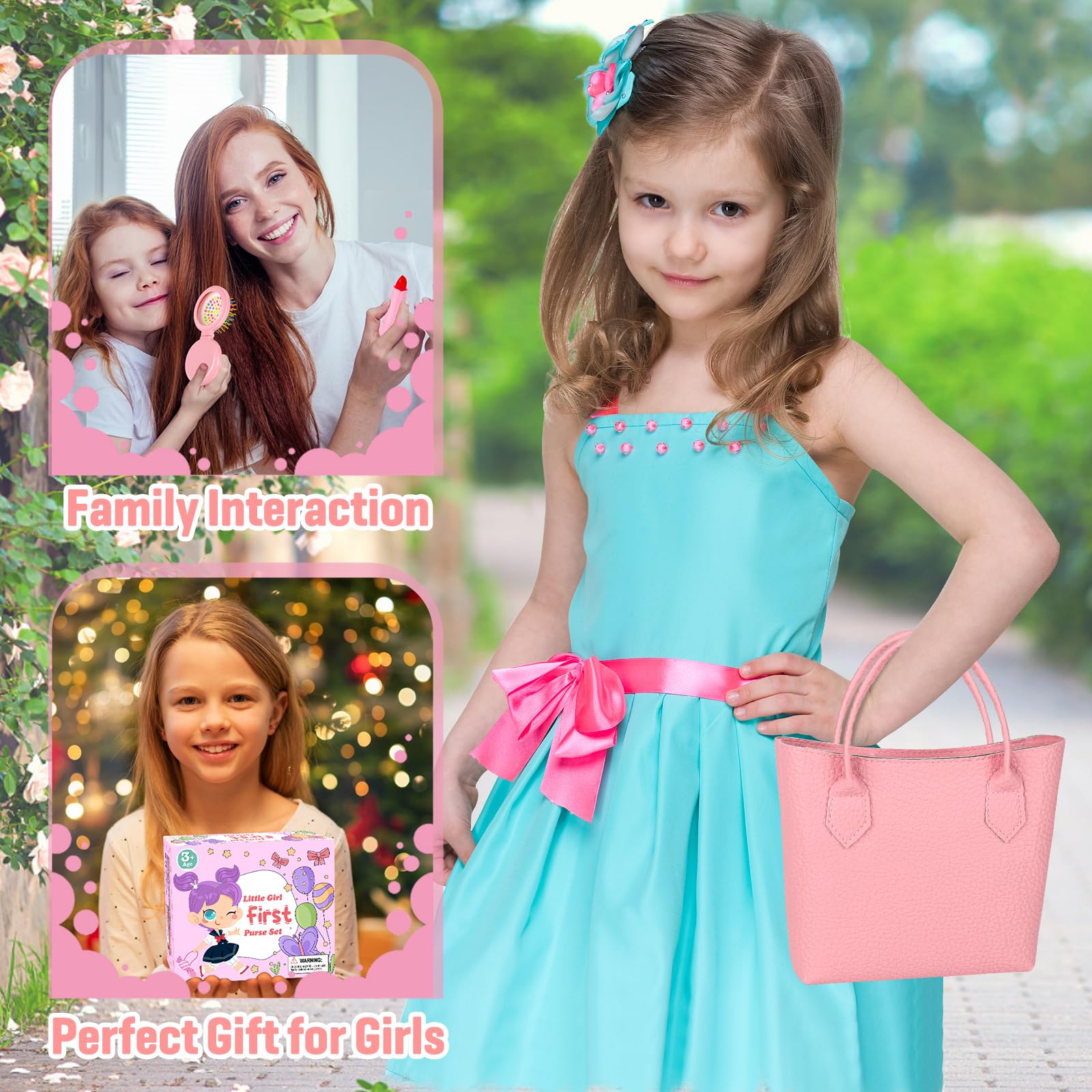 35PCS Little Girl Purse Toy Set for Toddlers Age 2-6 - Pretend Makeup Play Purse with Princess Accessories | Birthday Gift for 2 3 4 5 6 Year Old Girls (Pink) | Perfect for Role Play, Dress-Up & Pretend Play at Home or Parties