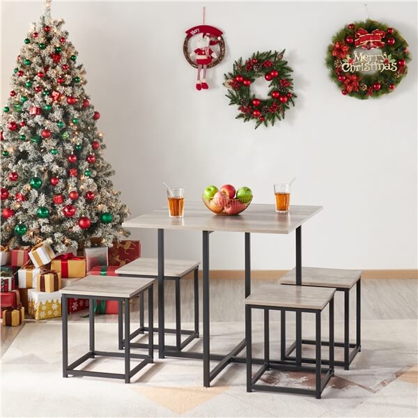 Yaheetech 4-Piece Industrial Dining Table Set with 4 Chairs - Perfect for Small Kitchen, Breakfast Nook, and Apartment Dining Area