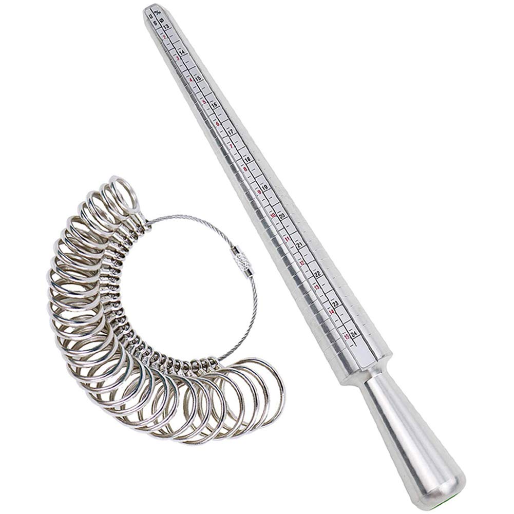 NIUPIKA Professional Ring Sizer Kit - 27-Piece Ring Measuring Tool Set with Metal Gauge (US Size 1-13) for Accurate Jewelry Sizing - Perfect for Jewelers, Engagement Rings & Wedding Band Measurements
