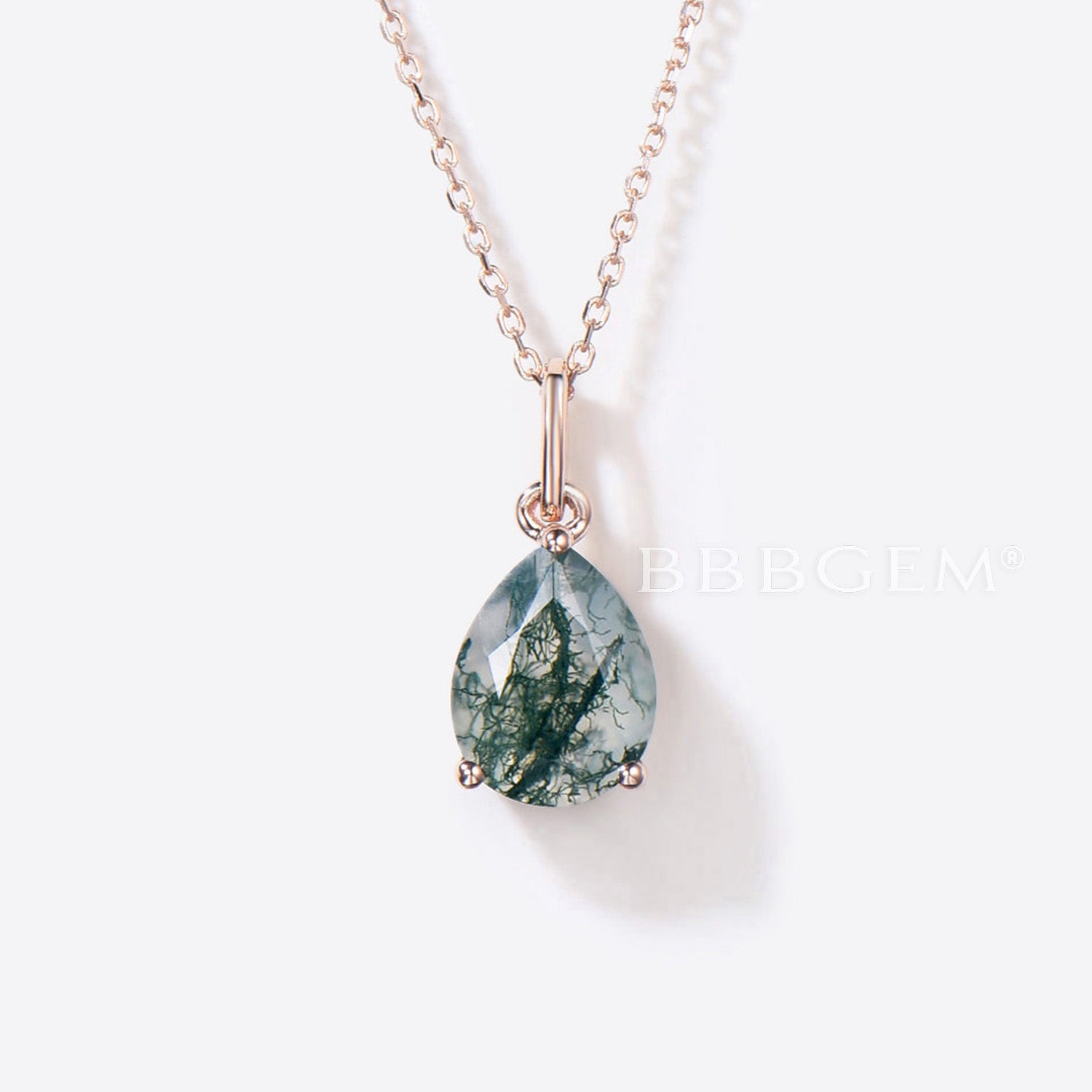 Pear Shaped Moss Agate Necklace - Teardrop Green Agate Pendant Jewelry for Women, Nature Inspired Gemstone Gift for Her, Perfect for Weddings & Boho Fashion