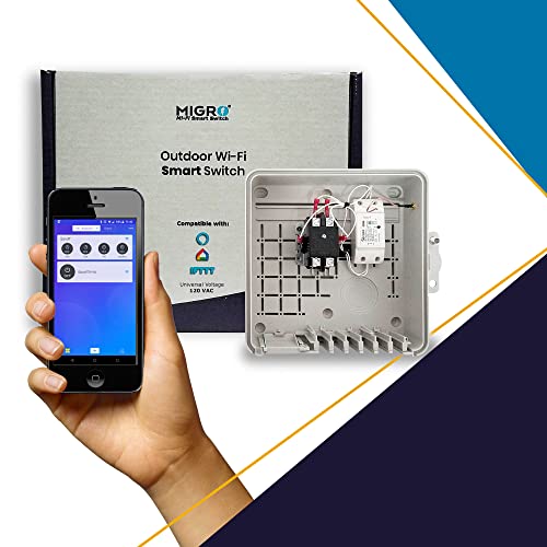 Migro Outdoor Smart Wi-Fi Outlet Box - 50A Heavy Duty 120VAC 40A 5HP Wireless Pump Control Timer Switch - Compatible with Alexa, Google Home & Smartphone - UL Listed - Perfect for Pool Pumps, Irrigation Systems & Outdoor Equipment Control