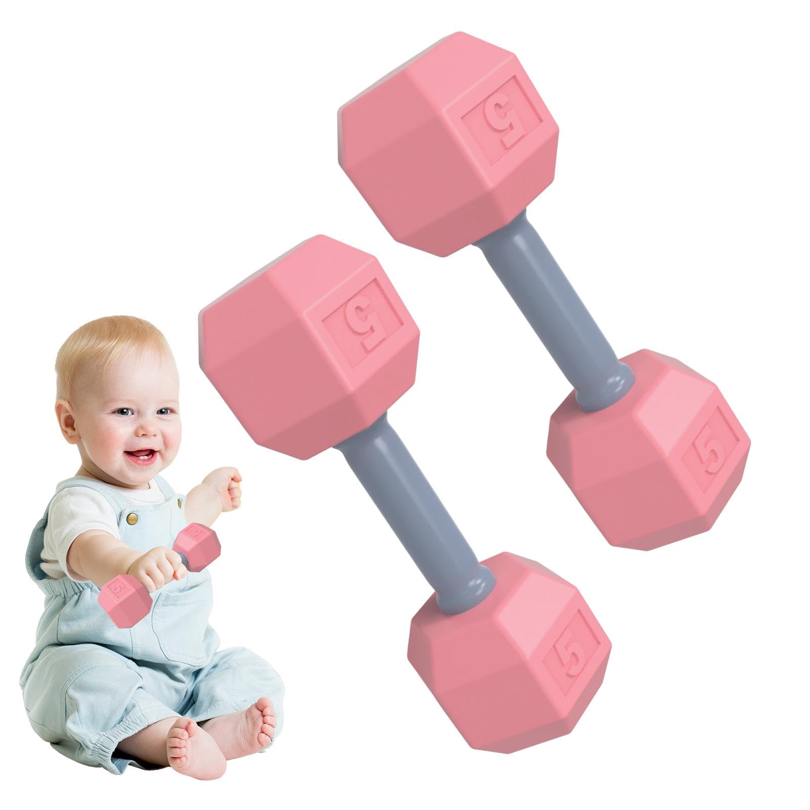 **Aizuoni Dumbbell Rattle Toy - 2-Piece Lightweight Sensory Gym Teether for Baby Workout & Exercise | Perfect for Teething, Sensory Play & Early Development**