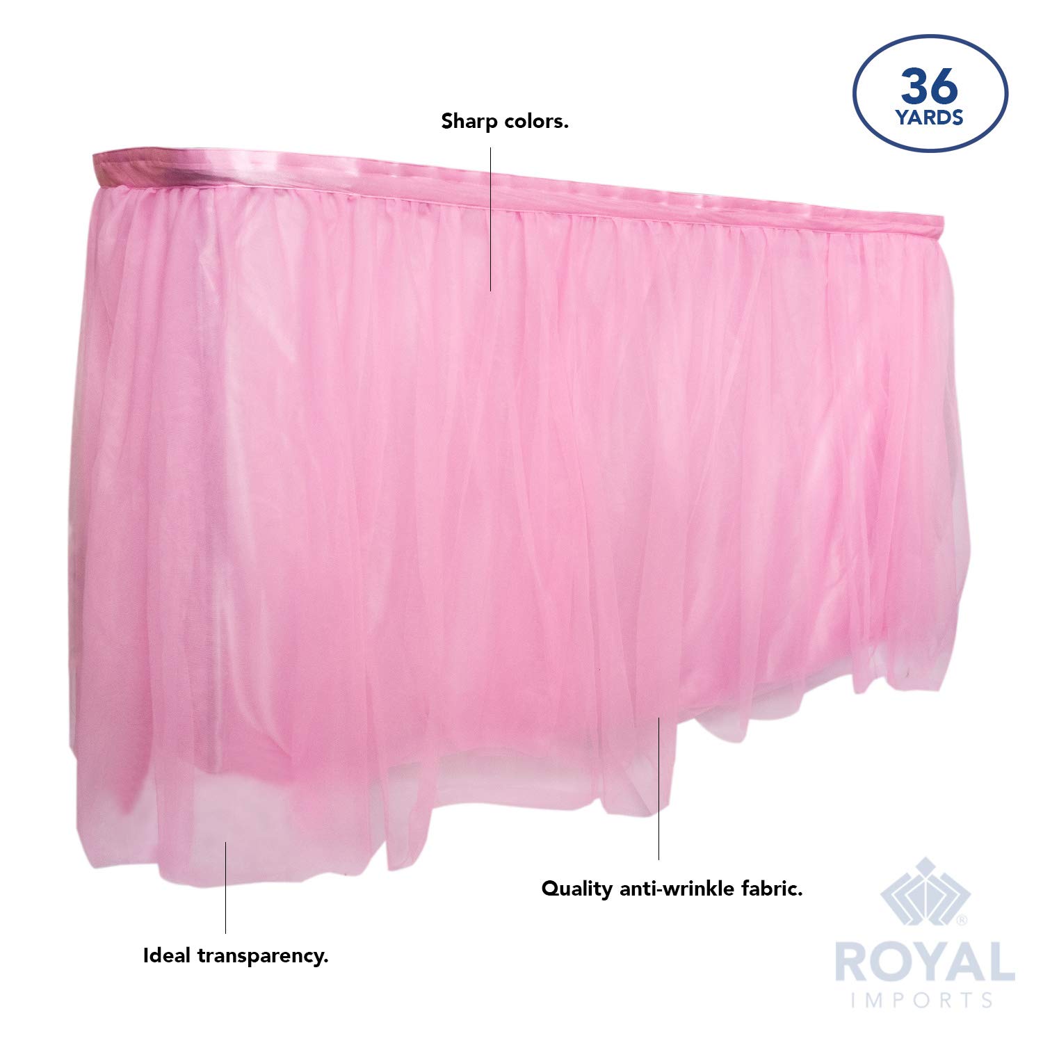 Royal Imports Tulle Table Skirt - 9ft Blue Rectangle Wedding Tablecloth for Bridal Showers, Birthday Parties & Baby Showers | Elegant Home Decoration & Event Skirting