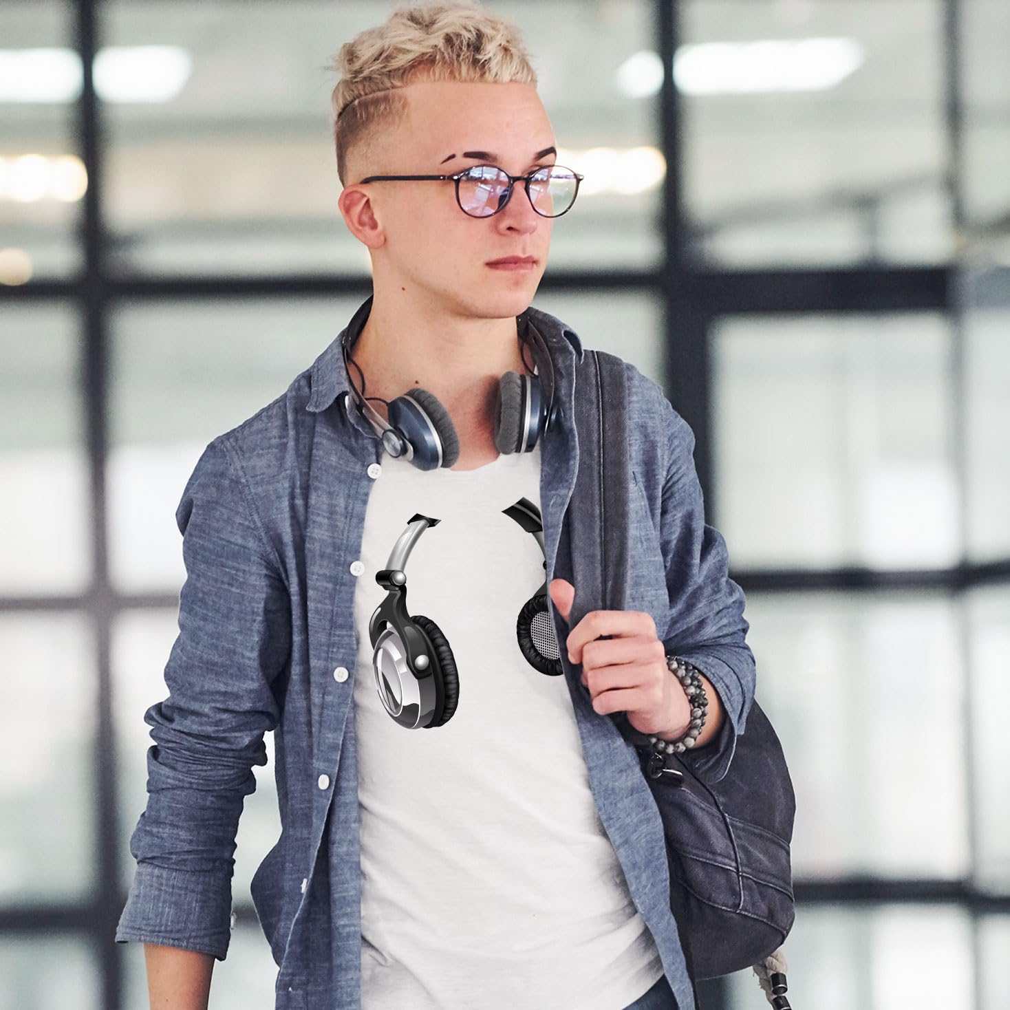 Lepni.me Men's Vintage Music T-Shirt - Retro Headphone & DJ Electronics Graphic Tee for Music Lovers - Perfect Gift for DJs, Musicians & Concert Goers