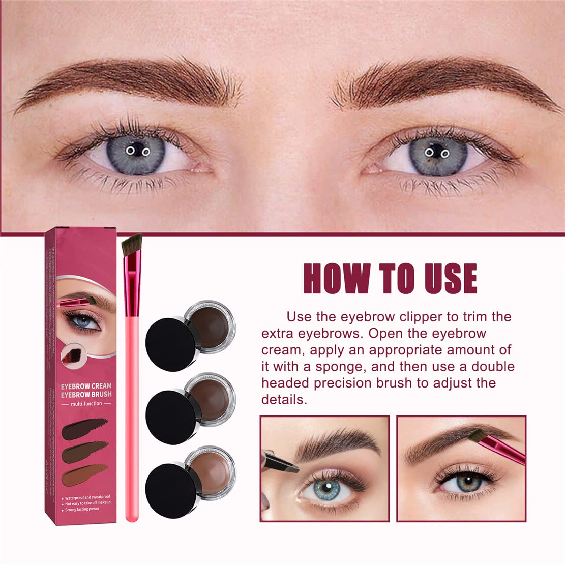 4D Hair Stroke Brow Stamp Brush - Multi-Function Square Eyebrow Brush for Perfect Brows | Eyebrow Concealer & Contour Brush | Angled Brow Makeup Tool (Dark Brown) | Ideal for Everyday Makeup, Salon Use & Travel Beauty Kit