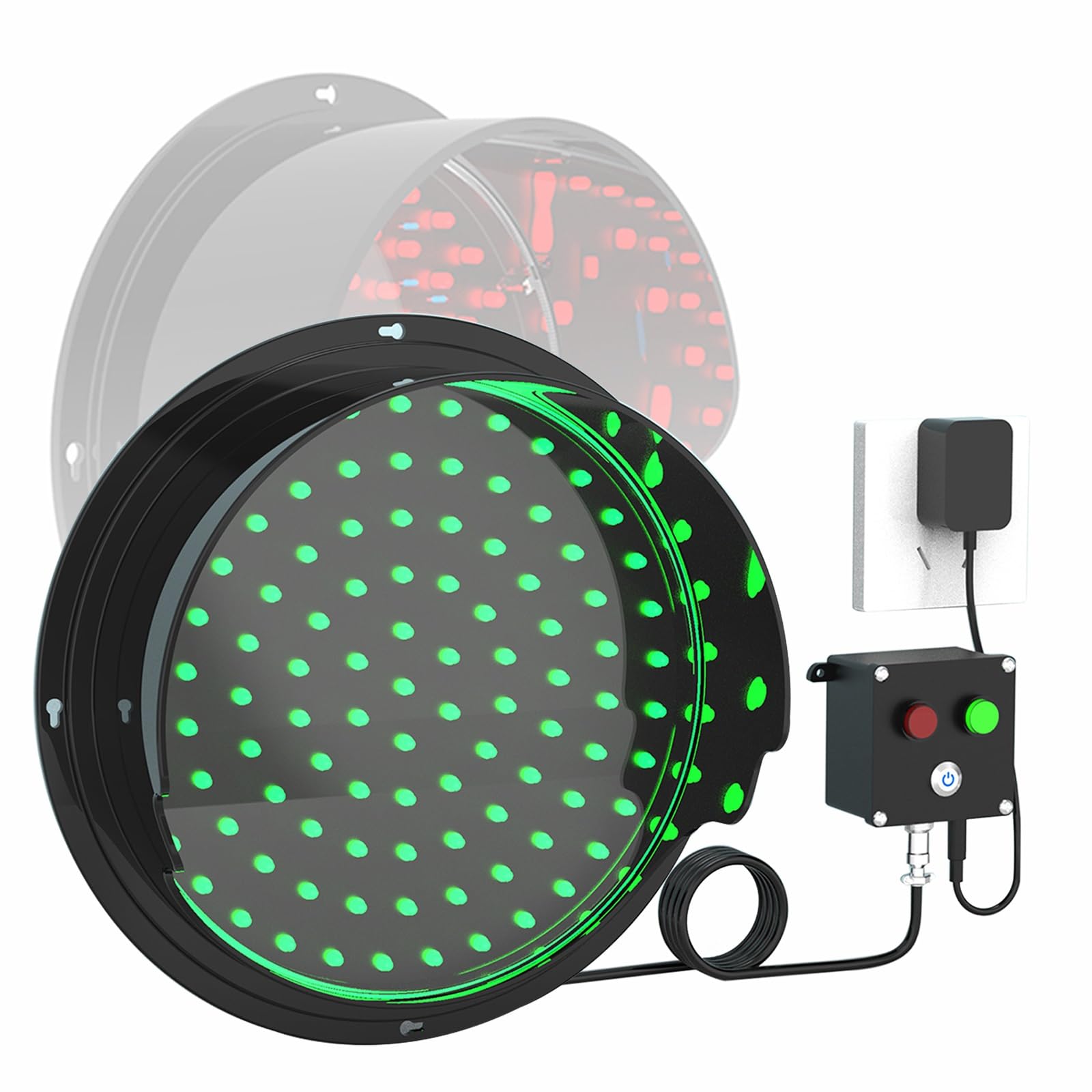 Red & Green LED Loading Dock Traffic Signal Light - Indoor/Outdoor Mount, 110-240V AC, Industrial Stop & Go Light with Button Control, Plug & Play (12 Inch/300mm) - Perfect for Warehouse Docks, Truck Bays & Industrial Safety Zones