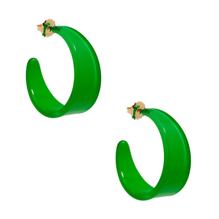 Chunky Green Resin Hoop Earrings for Women - Trendy Statement Jewelry for Casual Outfits & Special Occasions