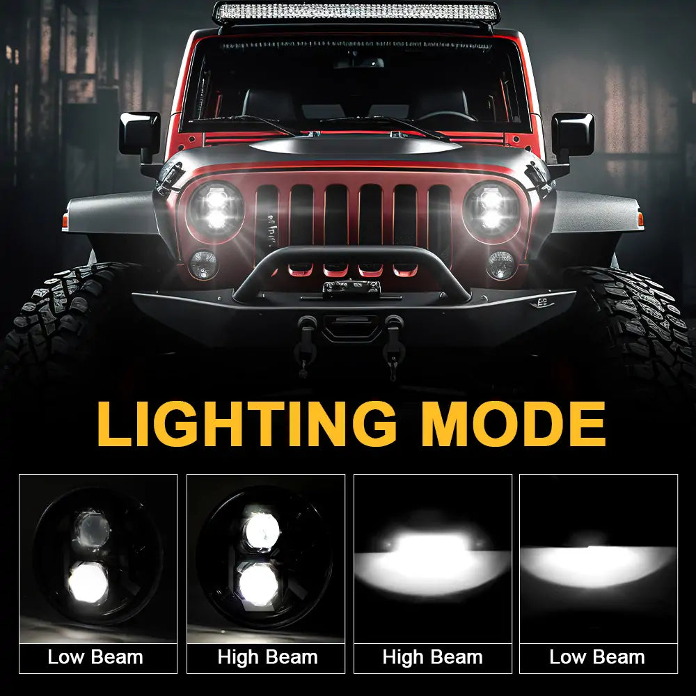 LOYO 7 Inch LED Headlights for Jeep Wrangler JK JKU TJ LJ, Chevy, Ford, GMC, Dodge - High Brightness Off-Road Lighting for Night Driving & Adventure