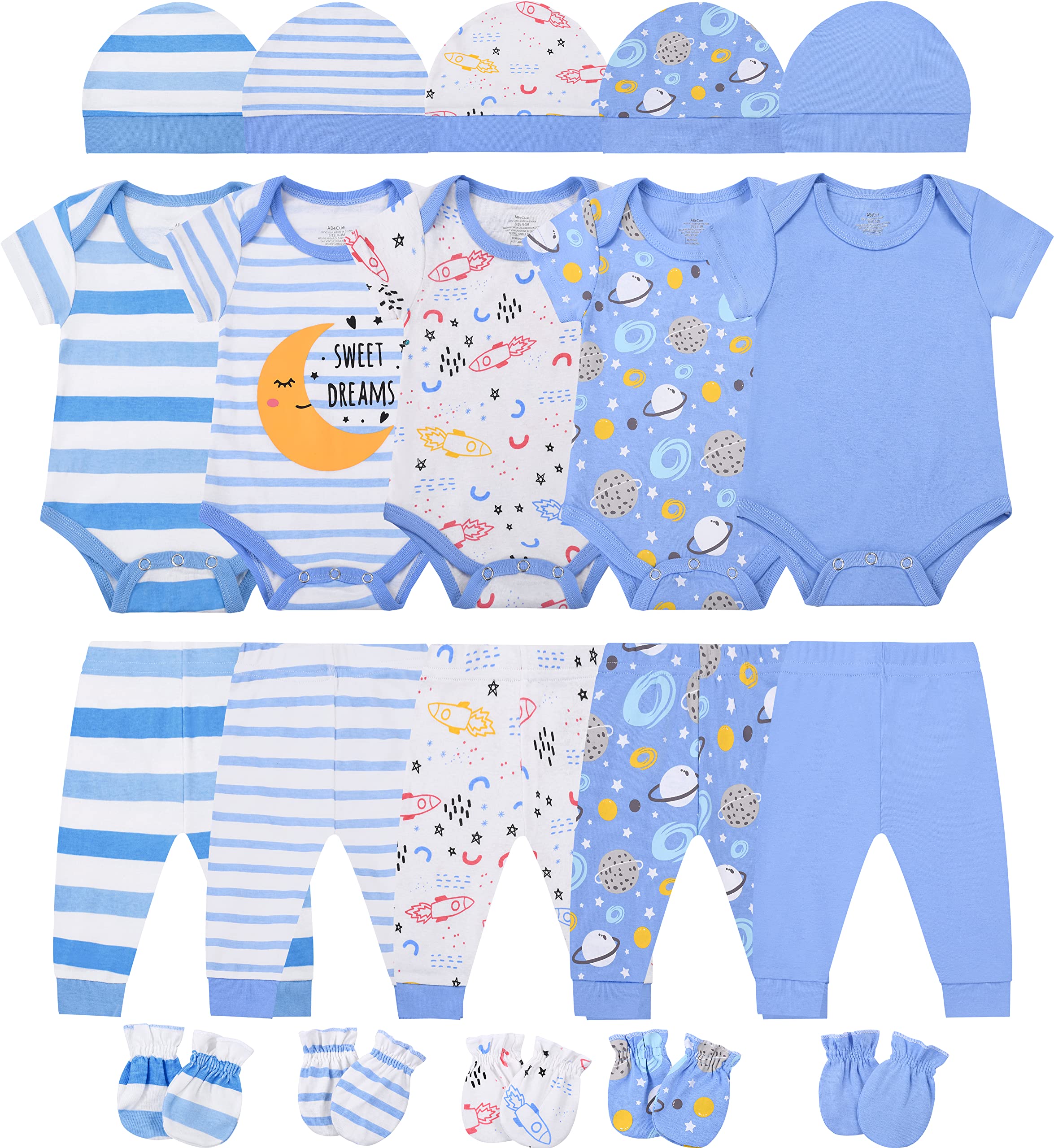 ABeCue 20-Piece Baby Layette Set - Newborn Essentials for Boys & Girls | Soft Cotton Infant Clothing Gift Pack | Perfect for Shower Gifts, Hospital Visits & First Outfits