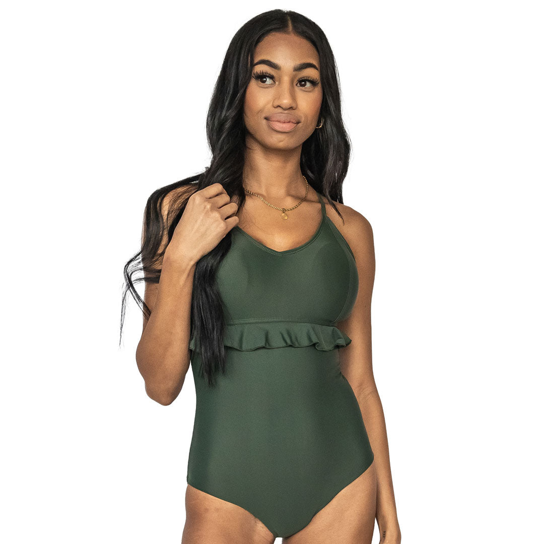 Princess Ruffle One Piece Swimsuit for Women - Floral Print Bathing Suit with Adjustable Straps & High Waist Design - Perfect for Beach Vacations, Pool Parties & Summer Getaways