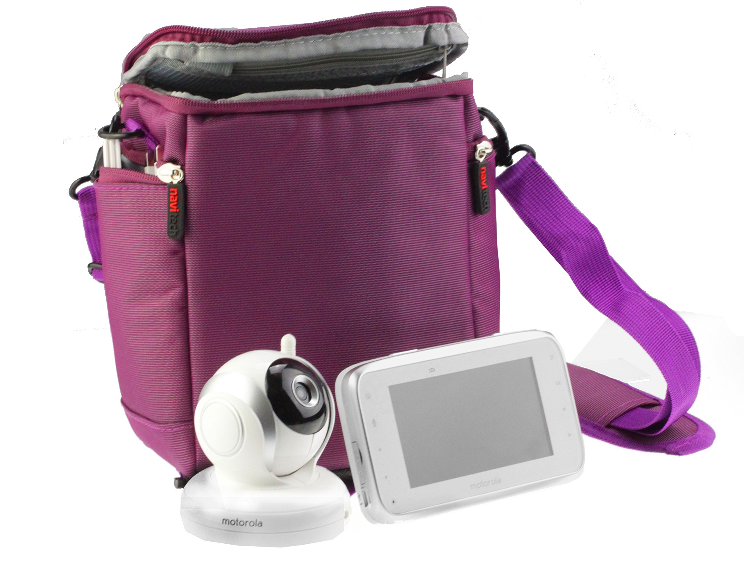 Navitech Purple Baby Monitor and Camera Carry Case Bag - Compatible with BT Video Baby Monitor 5000 | Protective Storage for Travel, Home & Nursery Organization