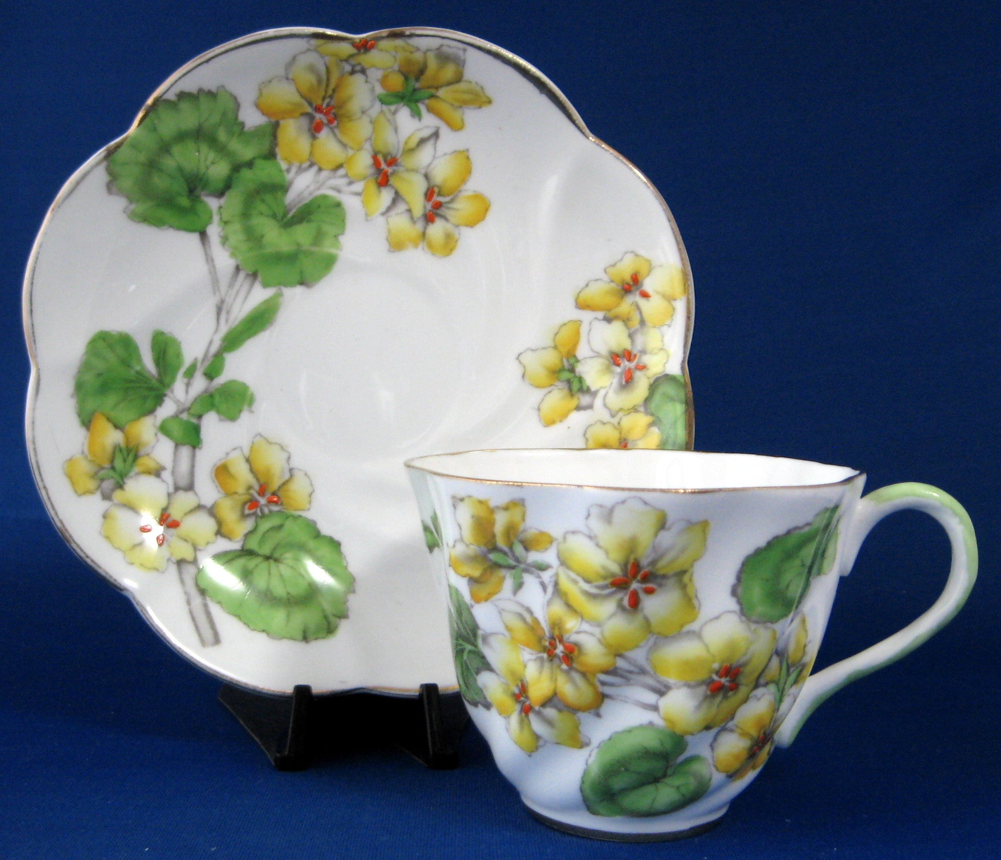 Vintage 1930s English Bone China Teacup and Saucer Set - Salisbury Geranium Floral Pattern - Perfect for Afternoon Tea, Collecting, and Gift Giving