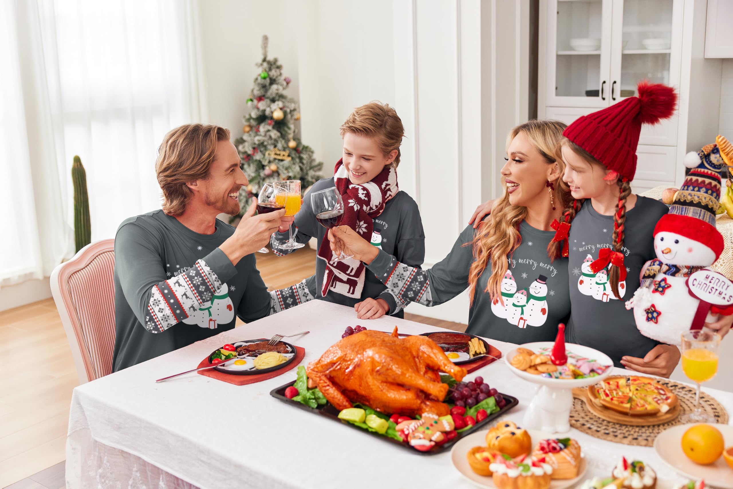 Ekouaer Family Matching Christmas Pajama Sets - Soft Long Sleeve Holiday PJS for Women, Men & Kids | Cozy Family Sleepwear & Lounge Wear for Christmas Morning & Holiday Gatherings