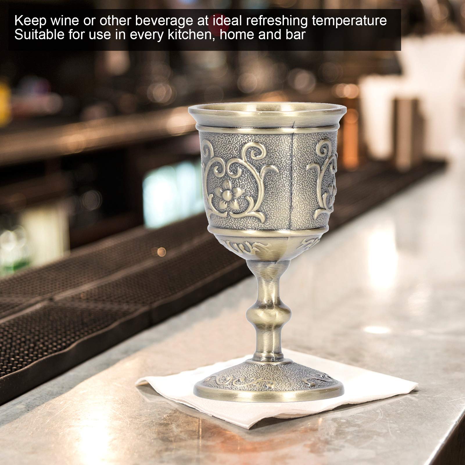 Royal Chalice Goblet - Embossed Bronze King's Cup for Whiskey, Wine & Milk (3.6in) | Elegant Drinking Vessel for Medieval Parties, Weddings & Home Decor