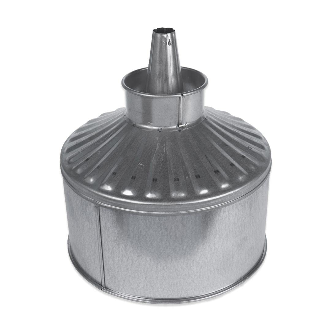 Funnel King 94469 12 Quart Fluted Galvanized Funnel with Skirt & Screen - 11 Inch Center Spout for Automotive, Industrial & Home Use - Heavy Duty Oil, Fuel & Liquid Transfer