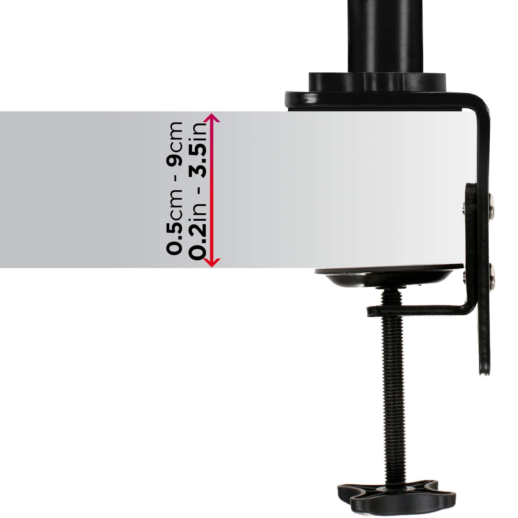 Duronic DMGM5X1 Single Monitor Arm Stand - Adjustable Height Desk Mount for 15-32 Inch Screens | VESA 75/100 Compatible | 8kg Capacity | 360° Rotation & Tilt | Red LED Lights | Perfect for Home Office & Gaming Setup