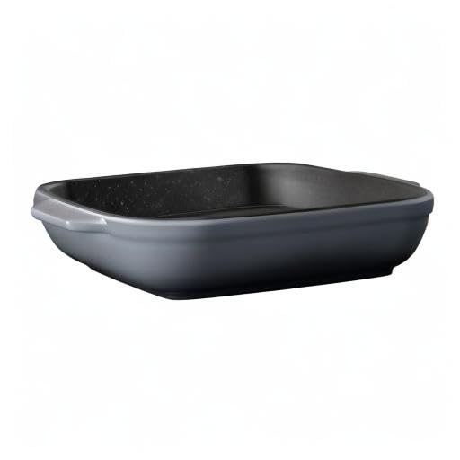 BergHOFF GEM Stoneware 4-Piece Baking Dish Set - Family Size Rectangular, Round, Square & Oval Bakeware with Safe Grip Handles, Even Heat Distribution & Matte Enamel Finish - Oven, Microwave & Dishwasher Safe - Perfect for Casseroles, Pies, Lasagna & Holiday Baking