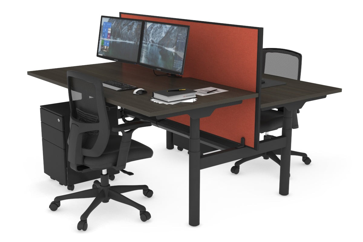 Flexi Premium Height Adjustable 2 Person H Bench Workstation - Black Frame [1600L x 800W with Cable Management] - Ideal for Office, Home Workspace & Collaborative Work Environments