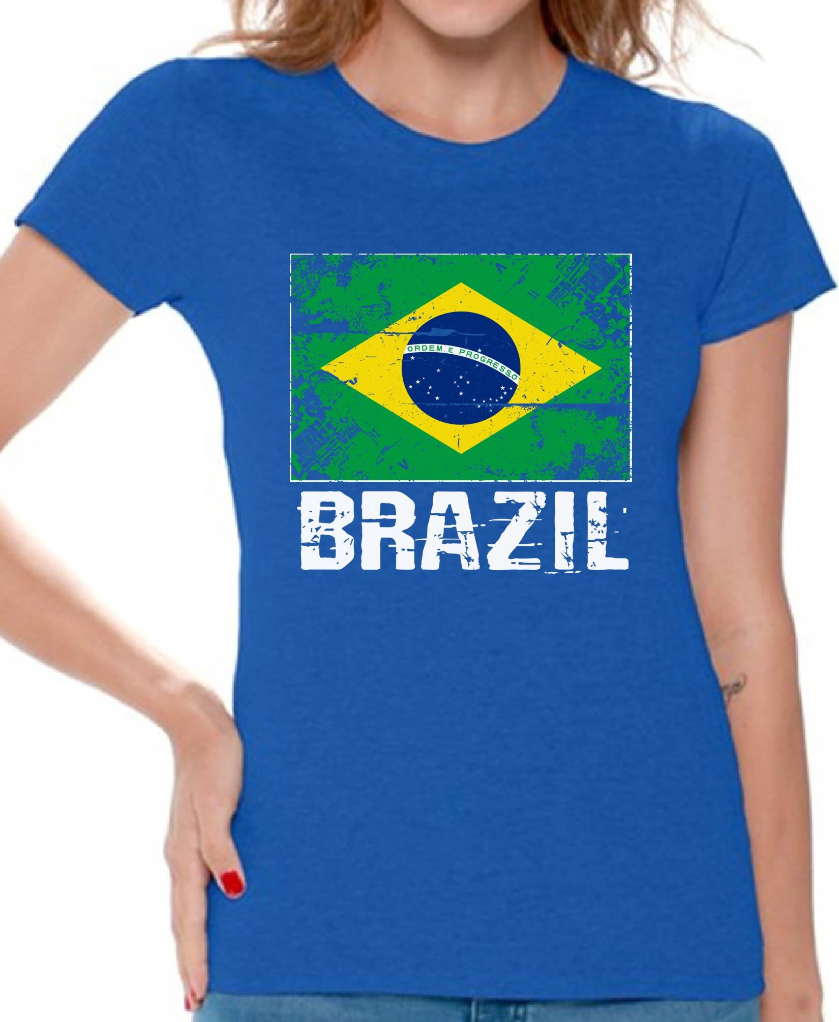 Brazil Flag T-Shirts for Women - Patriotic Brazilian Gifts - Soft Cotton Tees for Soccer Fans, Travel & National Pride