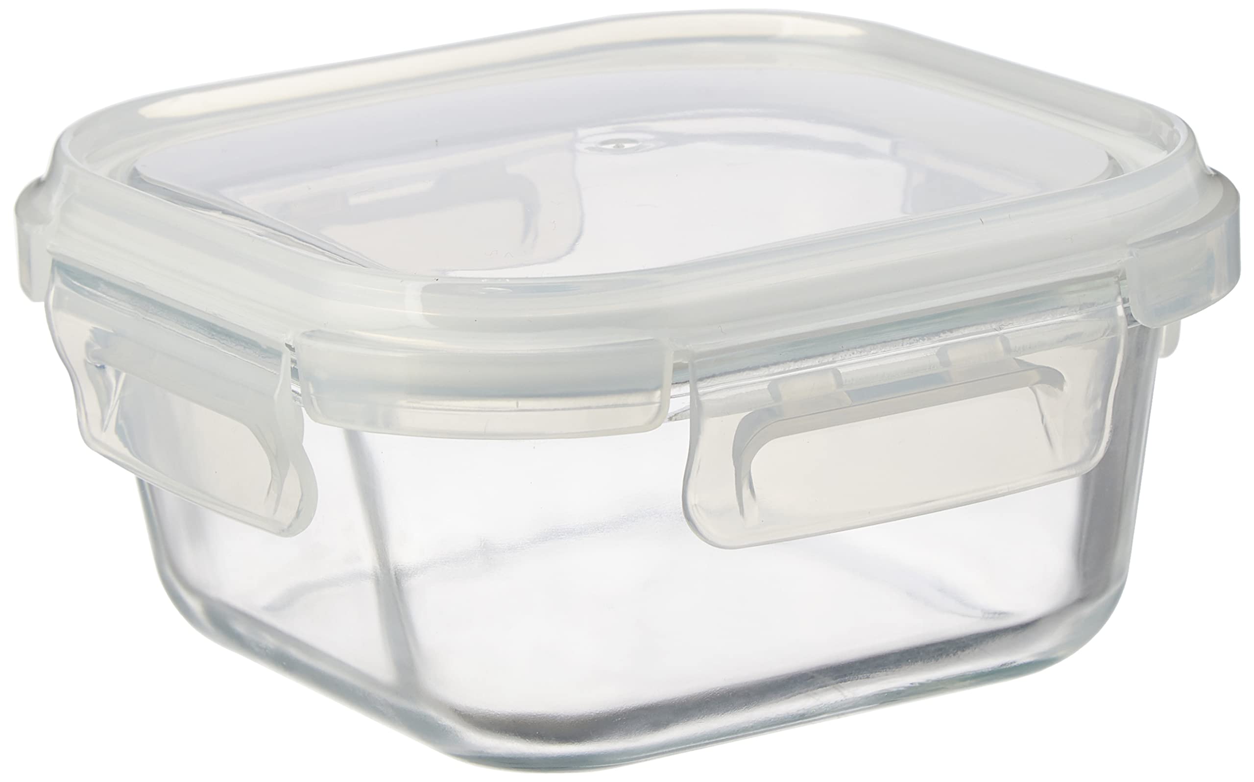 Solimo Borosilicate Glass Food Storage Containers with Lids - 520ml Square Meal Prep Containers for Kitchen, Lunch Box, Meal Prep, BPA-Free & Microwave Safe - Perfect for Leftovers, Meal Prepping, and Office Lunches