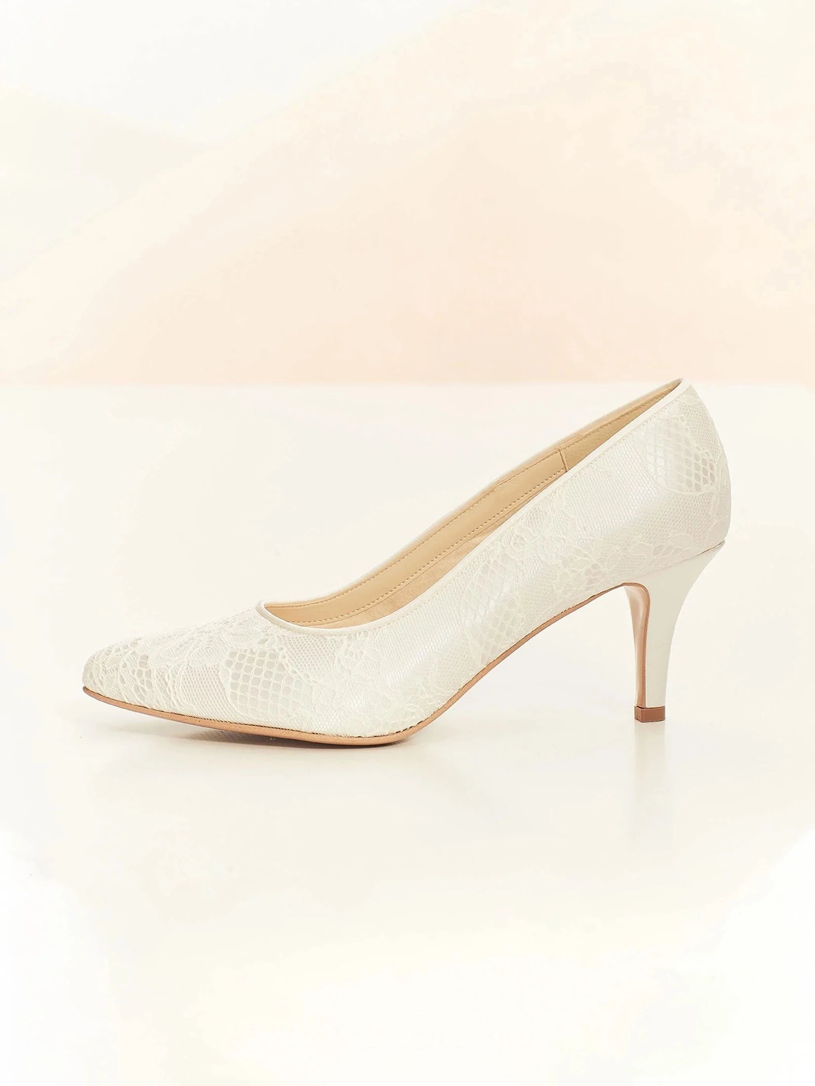 Ivory Lace Bridal Shoes for Women - Elegant Wedding Court Shoes with DEMI Heel - Perfect for Bridal Party, Formal Events & Special Occasions