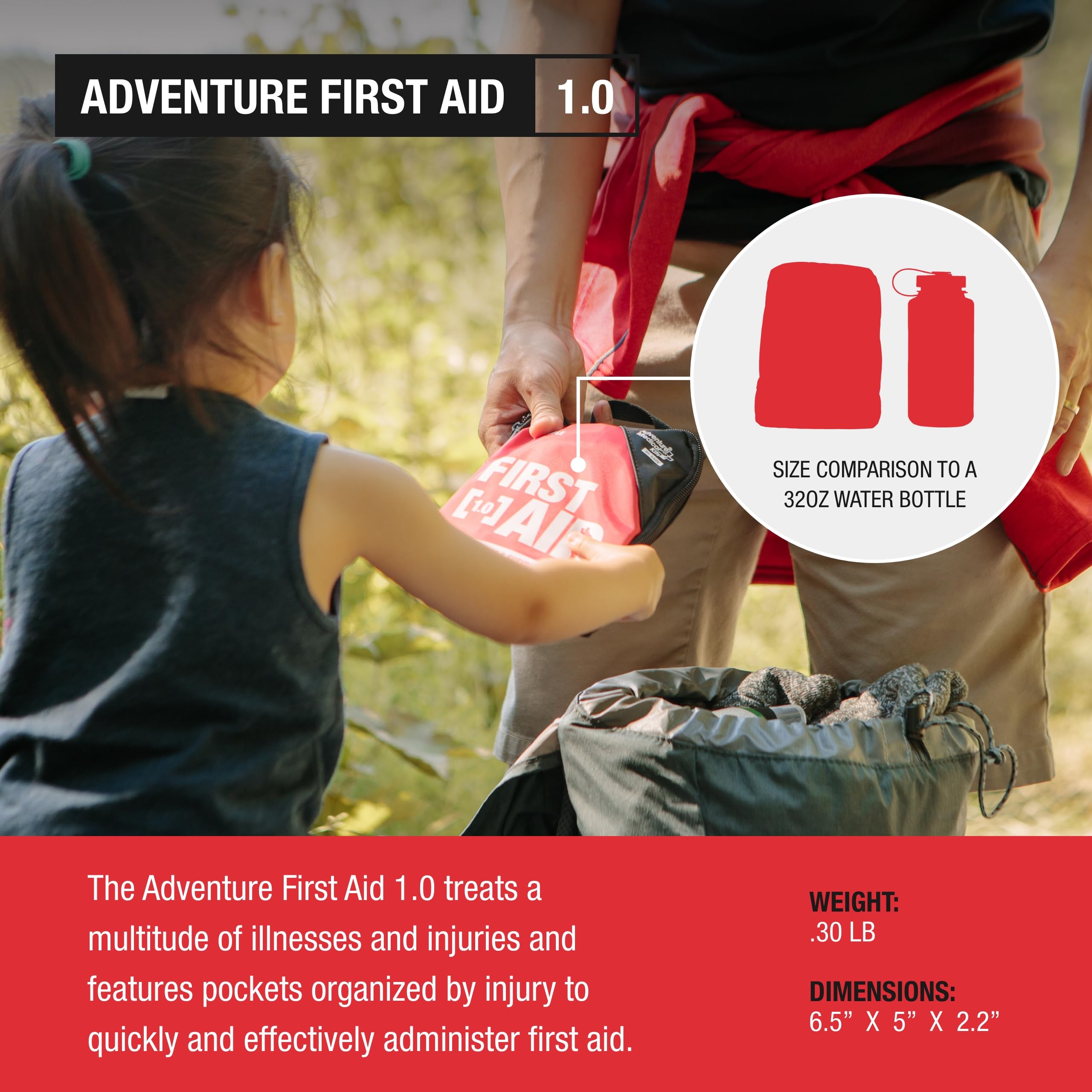 Adventure Medical Kits 1.0 - Compact First Aid Kit for Hiking, Camping & Outdoor Emergencies | Essential Safety Gear for Travel & Backpacking