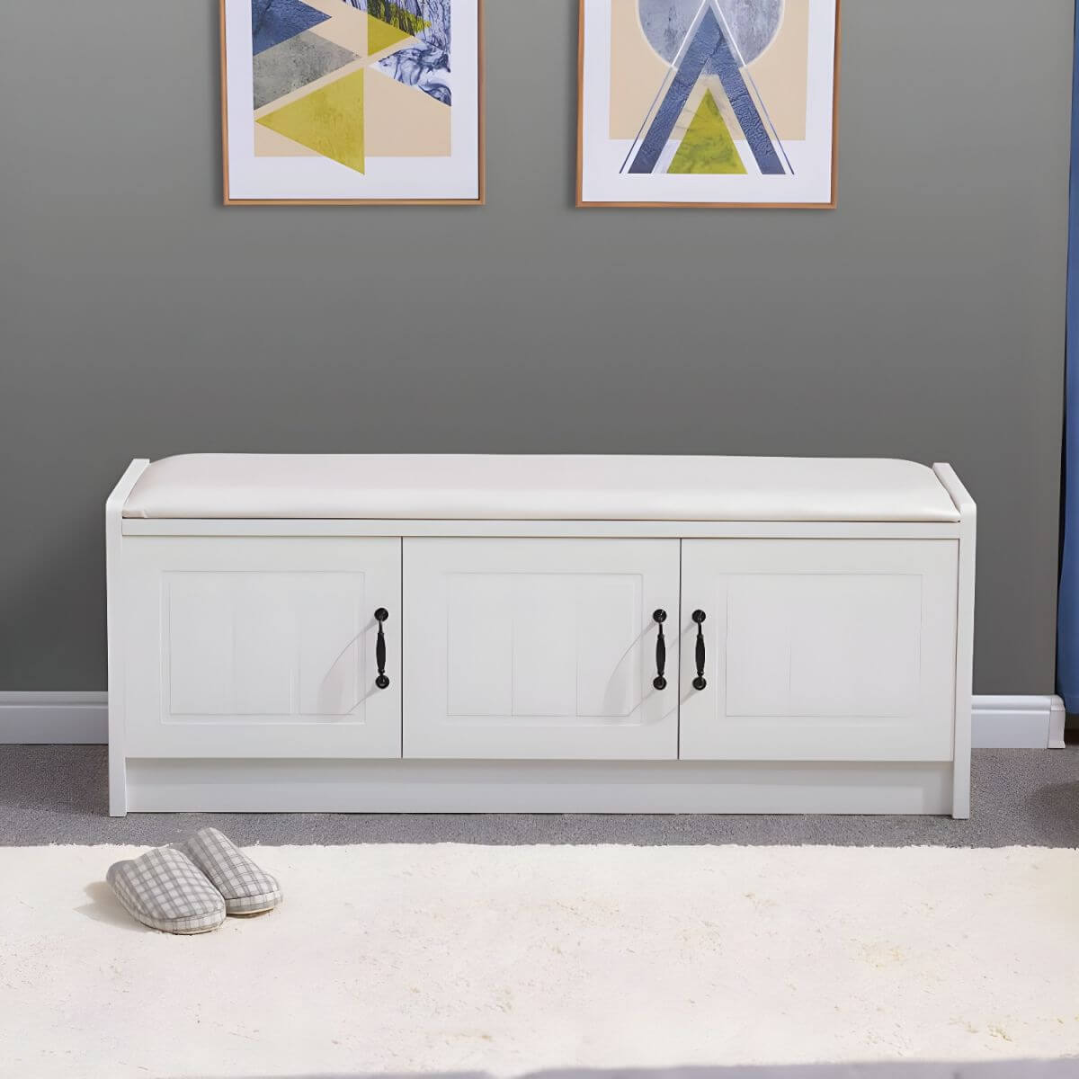 Modern Wood Rectangular Storage Ottoman with Stain-Resistant Fabric - Perfect for Living Room, Bedroom & Home Organization