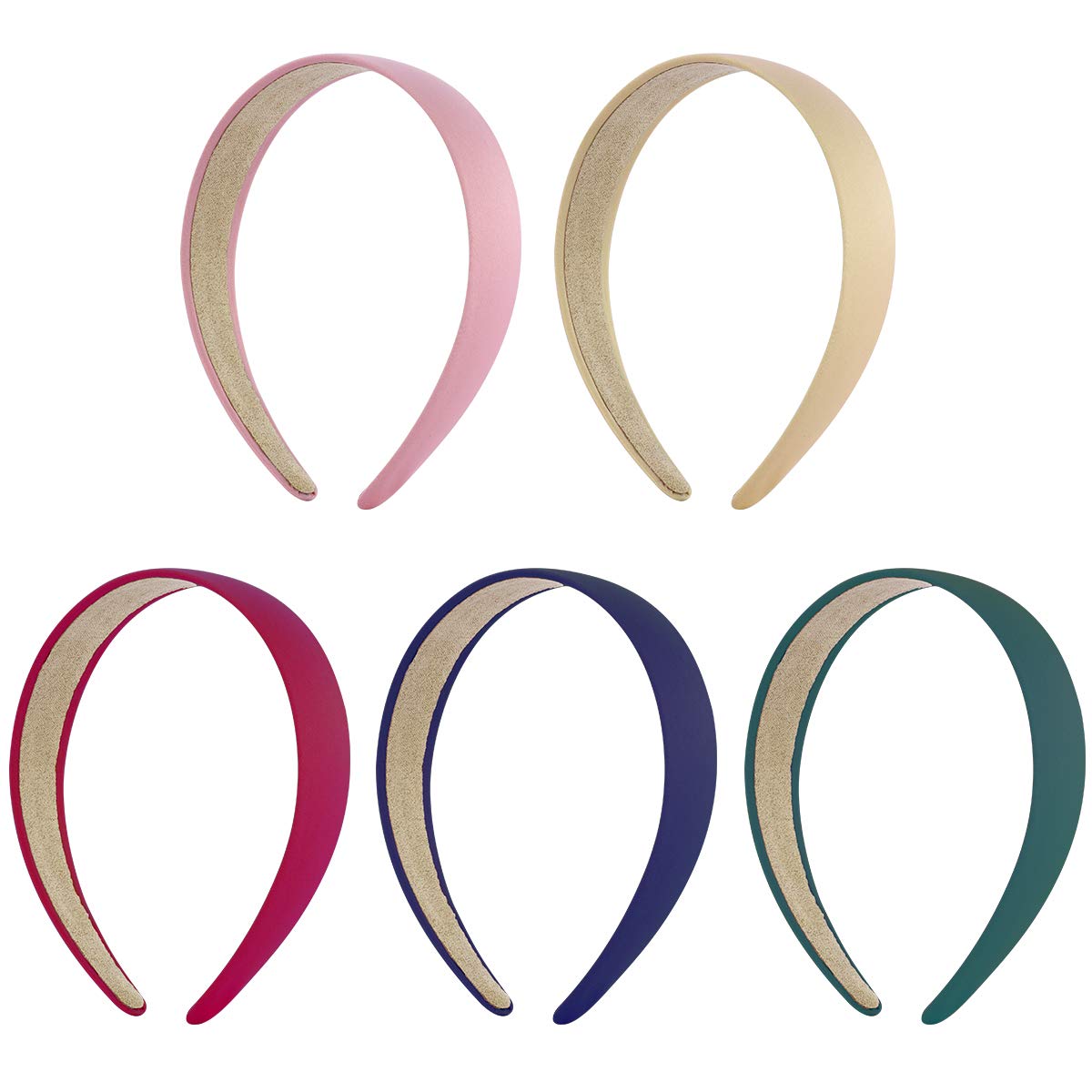 5-Pack Vintage Cotton Hair Hoops for Women - Wide Headbands for Shower, Makeup & Cosmetic Use - Perfect Party Favors & Accessories