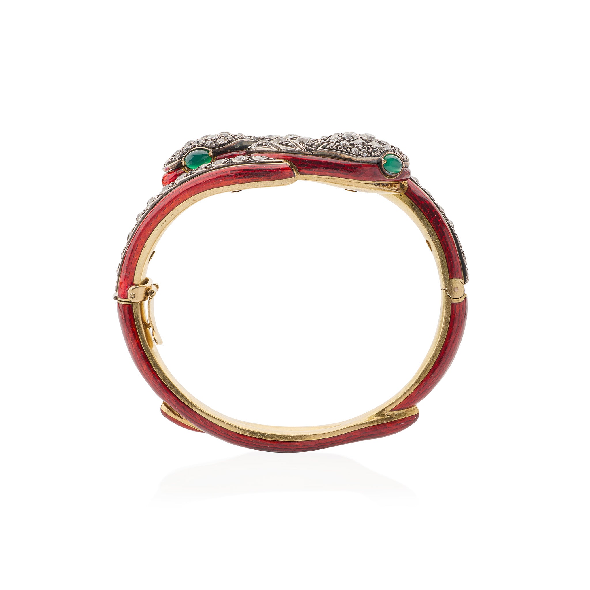 Antique Diamond & Enamel Snake Bracelet - Vintage Jewelry for Women, 18K Gold Plated Serpent Arm Cuff - Perfect for Evening Parties, Weddings & Special Occasions