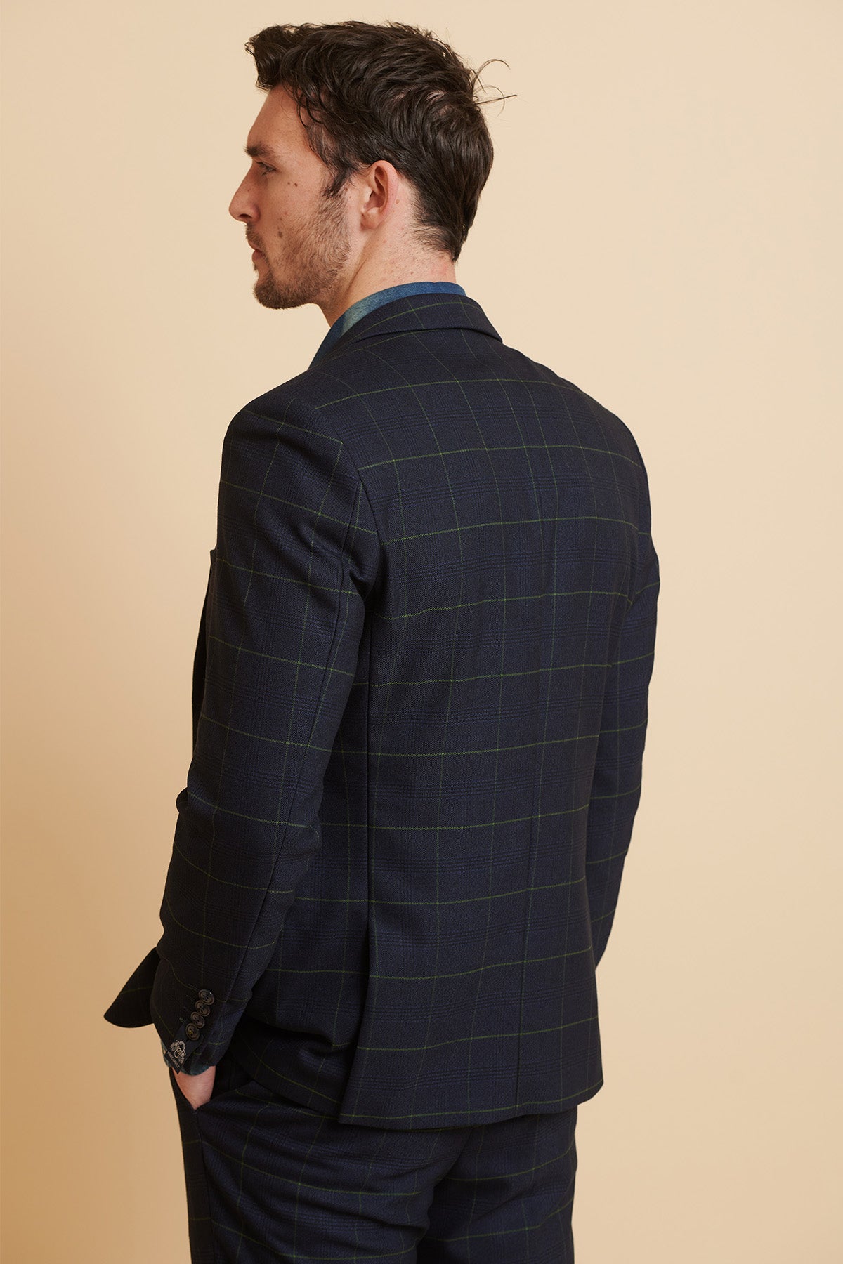 Jordan Pickford Everton FC Navy Green Check Blazer - Official Football Fan Apparel for Matchdays & Gameday Outfits