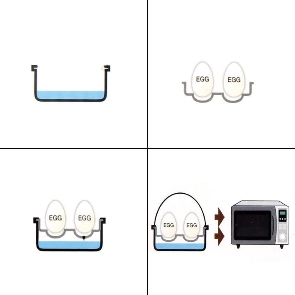4 Egg Capacity Microwave Egg Cooker - Hard & Soft Boiled Egg Maker with Food-Grade Cups | Perfect for Poached, Scrambled Eggs & Quick Breakfast Meal Prep | Kitchen Cooking Accessories for Home & Office Use