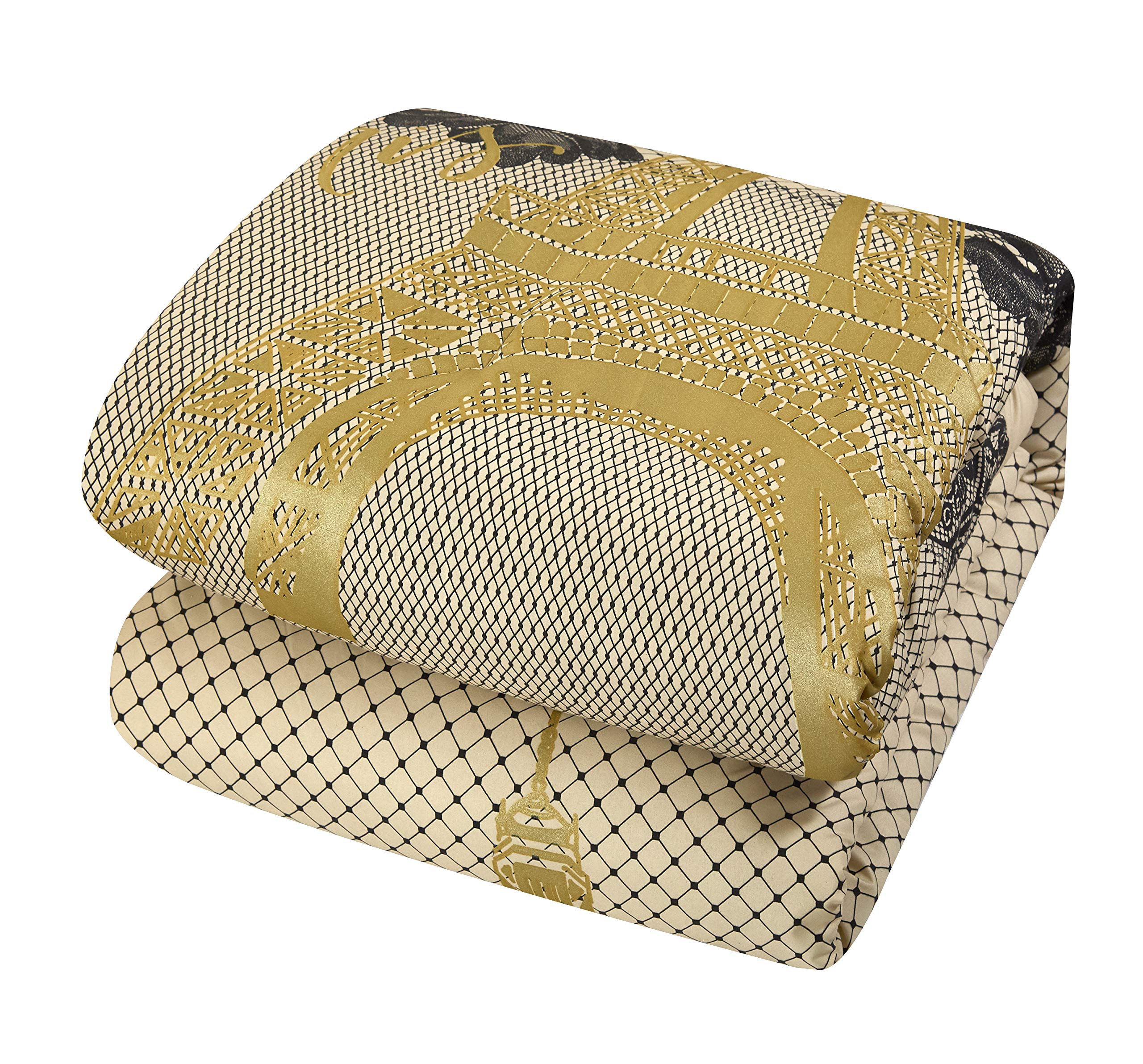 Luxury Casa Paris Lace Comforter Set King Size - Elegant Gold Bedding for Master Bedroom | Perfect for Wedding, Anniversary & Romantic Home Decor