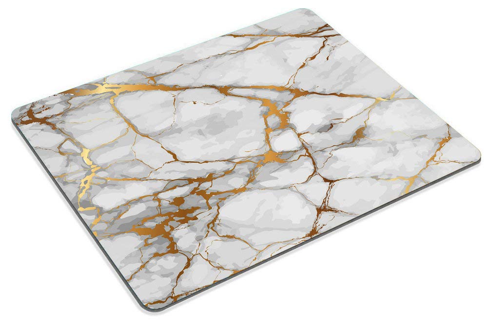 Premium White Marble Gold Grain Mouse Pad - Non-Slip Rubber Base Gaming Mousepad for Computer & Laptop - Office & Home Workspace Accessory - Perfect for Work, Gaming, and Daily Computing