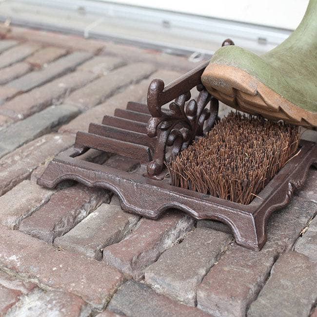 Heavy Duty Cast Iron Boot Brush with Scraper - Outdoor Shoe Cleaner for Mud, Snow & Dirt - Perfect for Entryways, Garages & Farms