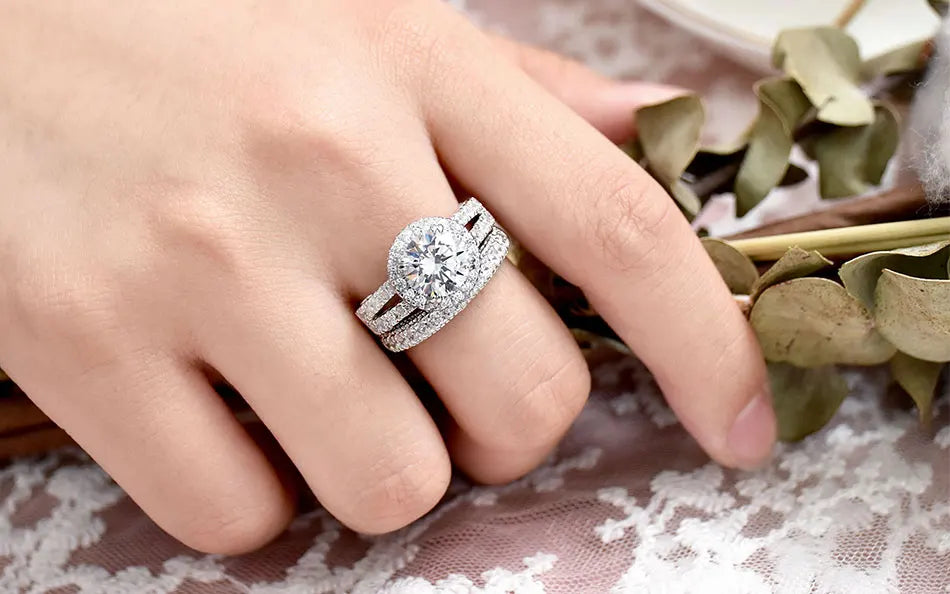 Vintage Wedding Rings for Women - 925 Sterling Silver Bridal Set with 4Ct Princess Cut 5A Cubic Zirconia - Elegant Fine Jewelry for Engagement, Anniversary & Special Occasions