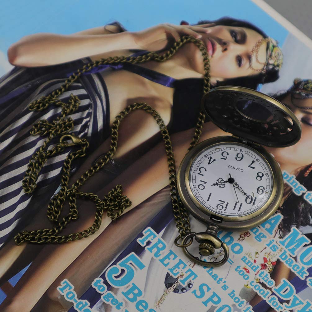 VIGOROSO Vintage Steampunk Pocket Watch - Alice Rabbit Flower Design, Retro Mechanical Watch with Black Gift Box | Perfect for Collectors, Cosplay, and Unique Gifts