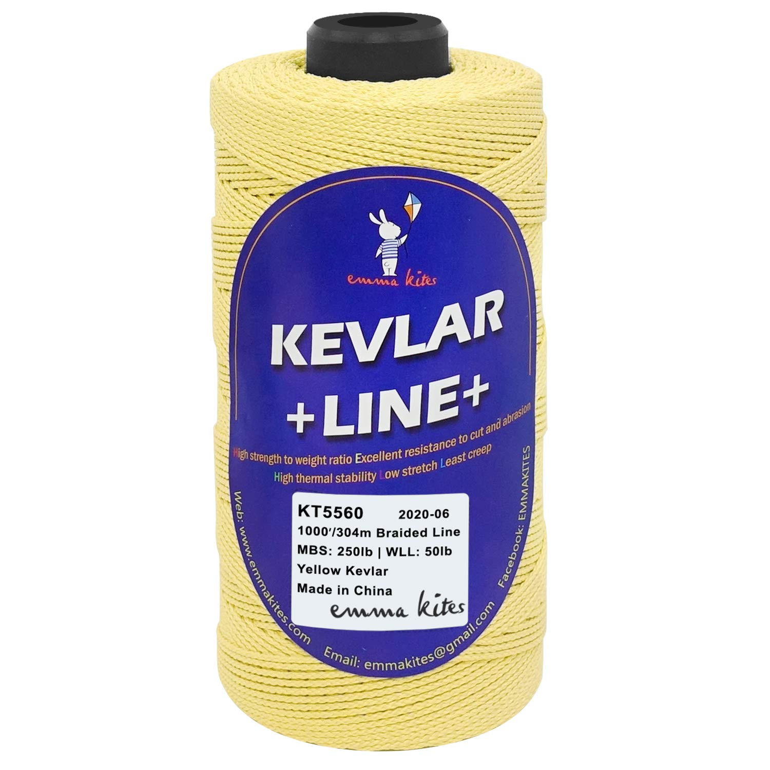 Emma Kites 1000Ft 250Lb Kevlar Braided Kite String - Ultra Strong, Abrasion Resistant & Low Stretch Utility Cord for Outdoor Activities, Tactical Gear, Survival, Hiking & Camping | Perfect for Kite Flying, Paracord Projects & Emergency Preparedness