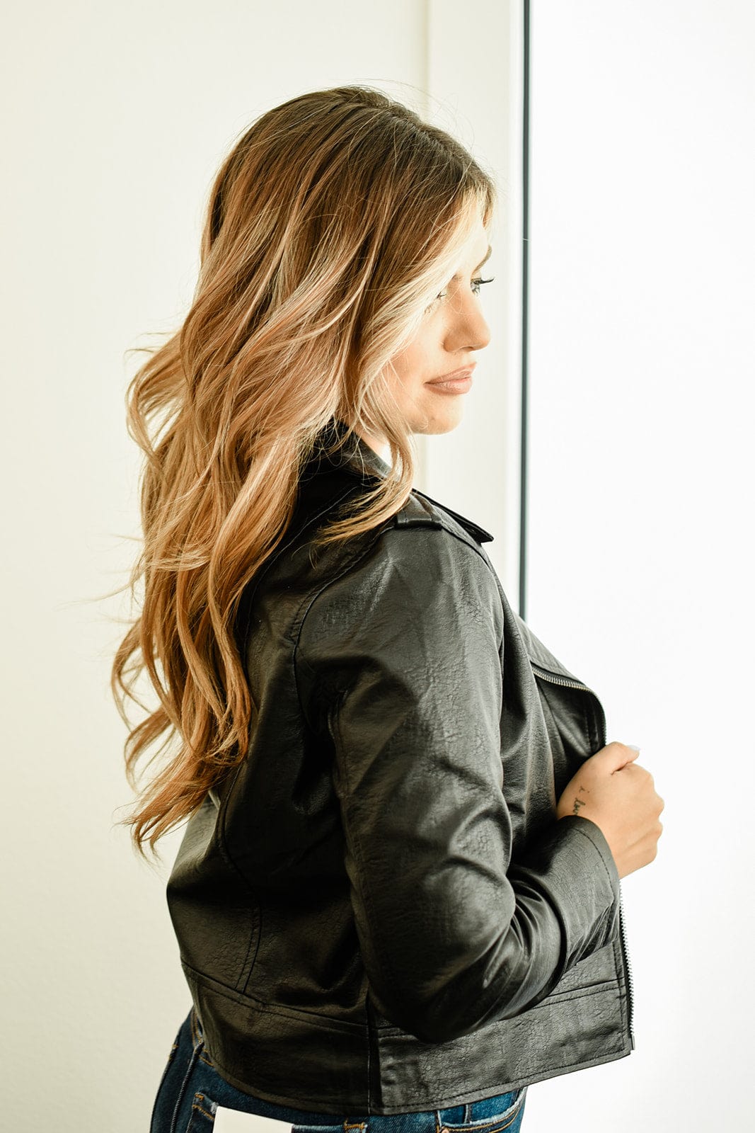 Stylish Black Vegan Leather Jacket for Women - Eco-Friendly Faux Leather Motorcycle Jacket - Perfect for Casual Outings, Nightlife & Fall Fashion