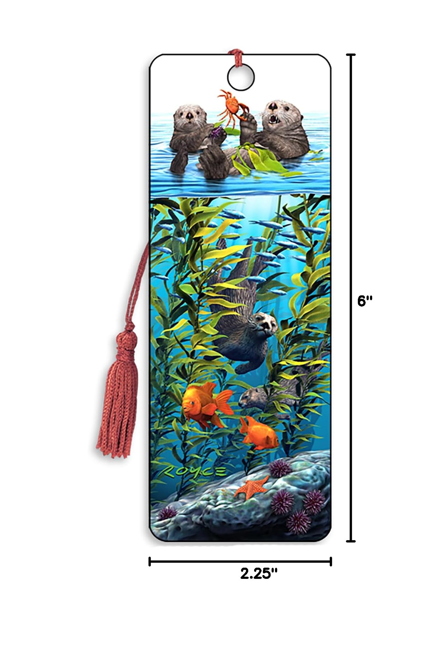 3D Sea Otter Bookmark Featuring Royce B McClure Artwork - Unique Handmade Book Accessory for Book Lovers & Gift Ideas | Perfect for Reading, Journaling & Bookmark Collections