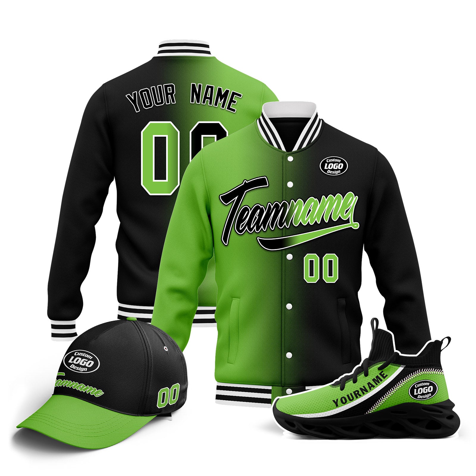 Custom Jacket, MaxSoul Shoes & Hat Combo - Personalized Outfit Set for Men & Women | Perfect for Outdoor Activities, Sports & Casual Wear | D028016