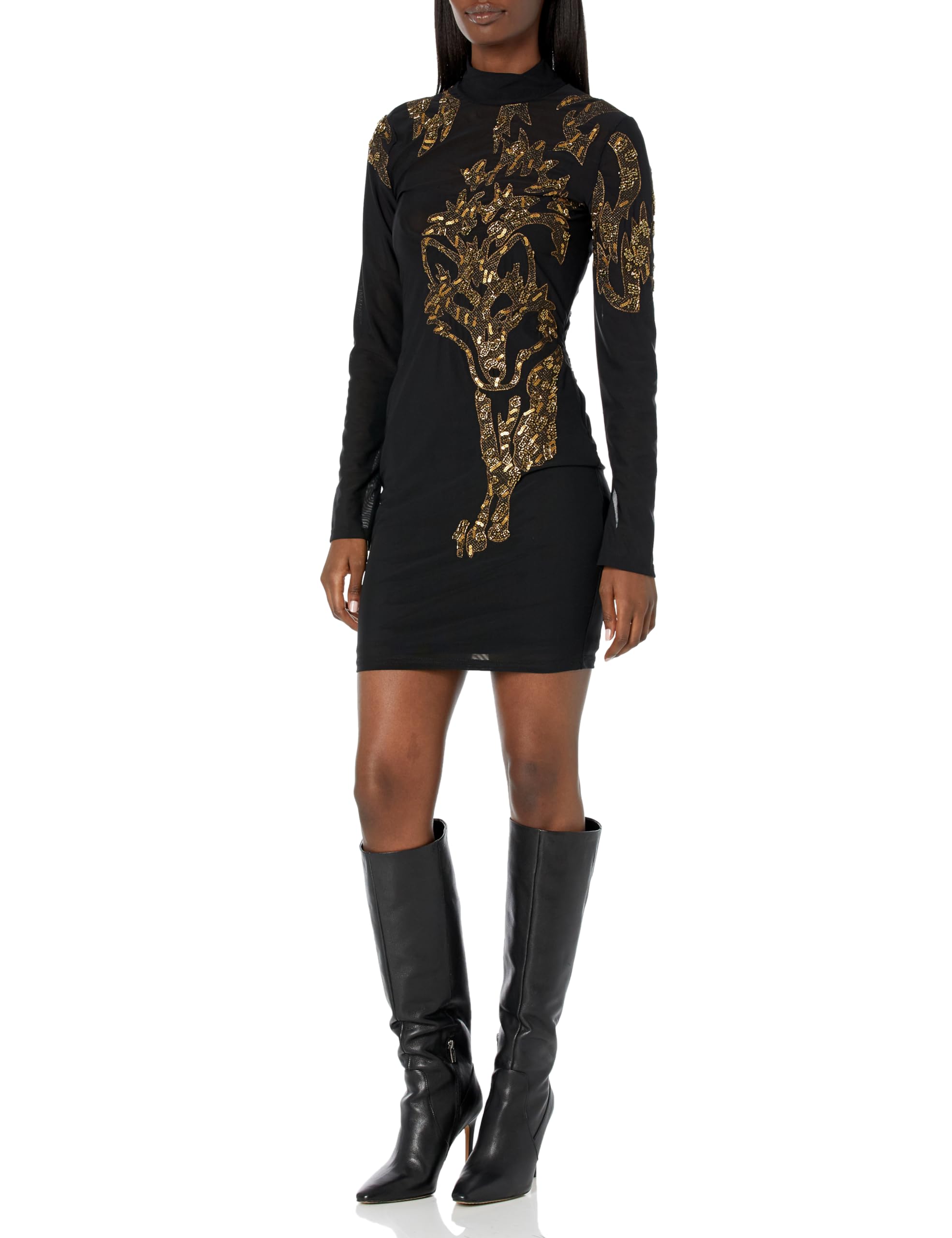 GUESS Women's Embellished Long Sleeve Ryder Dress - Elegant Party & Cocktail Wear for Special Occasions