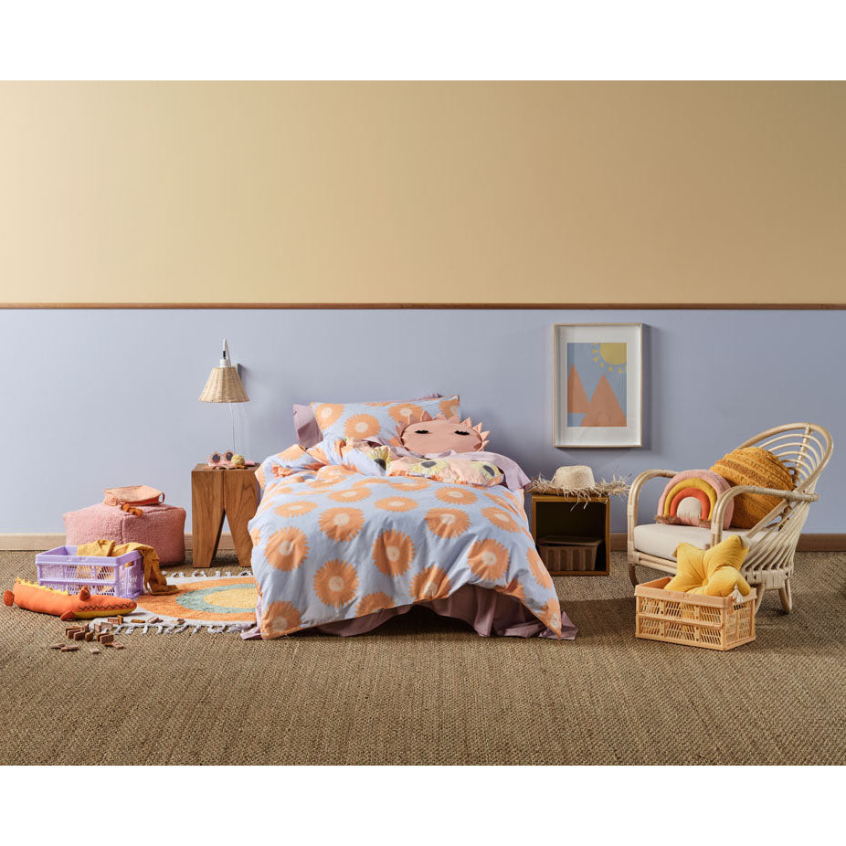 Hello Sunshine Peach Quilt Cover Set - Soft Double Bed Duvet Cover with Pillowcases | Perfect for Cozy Bedroom Decor & Guest Room Essentials