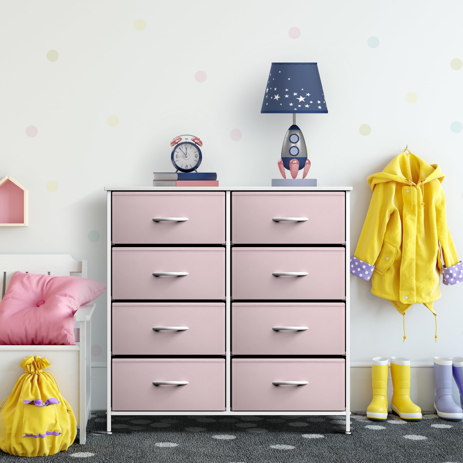 Sorbus 8-Drawer Kids Dresser Organizer - Pink Storage Chest for Clothes, Toys & Nursery Essentials - Perfect for Bedroom, Kids Room & Closet Organization (31.5