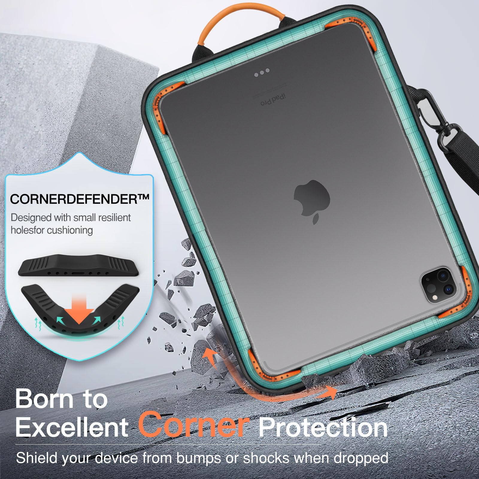 MoKo 12.9 Inch Tablet Sleeve Bag - Protective Case for iPad Pro 12.9 M4/M2/M1, iPad Air M2 2024, Surface Laptop Go 12.4, Galaxy Tab S8+/S9+ 12.4 - Lightweight Handle & Adjustable Shoulder Strap (Black & Gray) - Perfect for Travel, Office & School Use